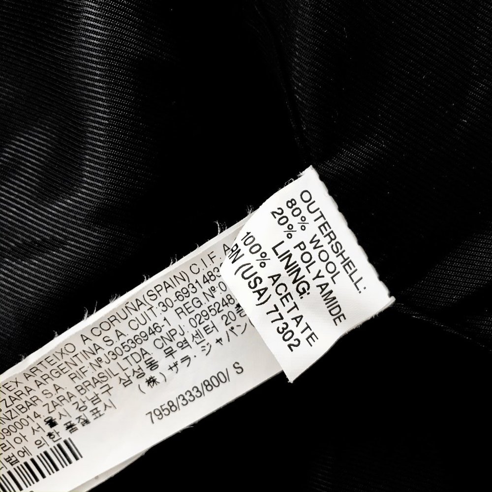 Zara Basic Wool Button Up Collared Black Topcoat - image 6